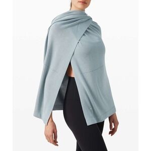 Lululemon OS Open Mind Blue Cast Viscose Silk Open Front Poncho Wrap Shawl